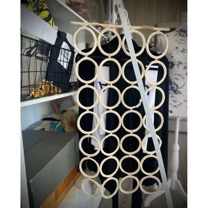 IKEA | 32” x 16” | Komplement Macrame Hanger Scarves Belts Ties 18 Rings Cream